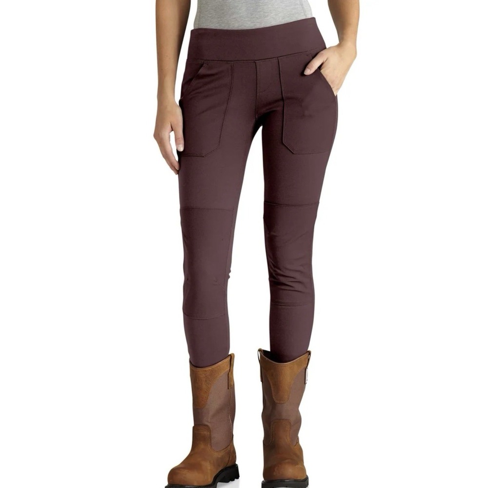 Carhartt Force Womens L 12-14 Utility Leggings Pants Burgundy Fitted NWT